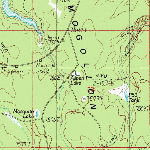 Topographic Map of Aspen Lake, AZ