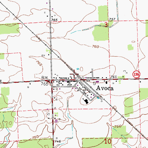 Topographic Map of Avoca Post Office, MI