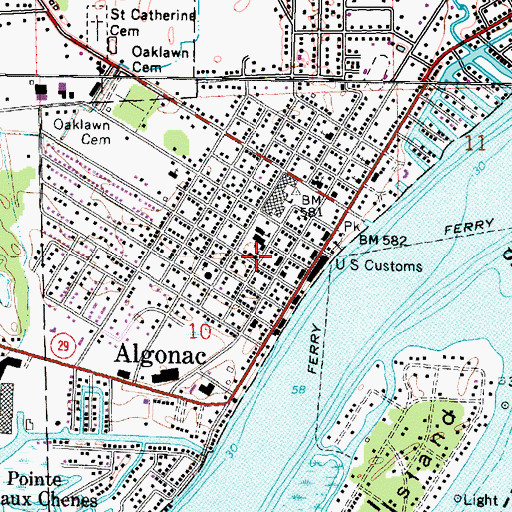 Topographic Map of Algonac Baptist Church, MI