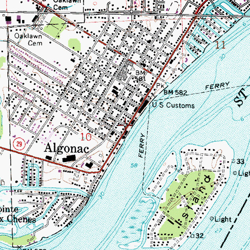 Topographic Map of Algonac Police Department, MI