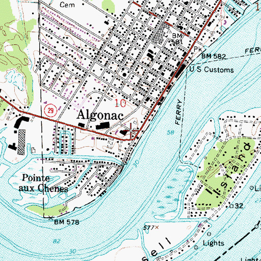 Topographic Map of Algonac Medical Center, MI