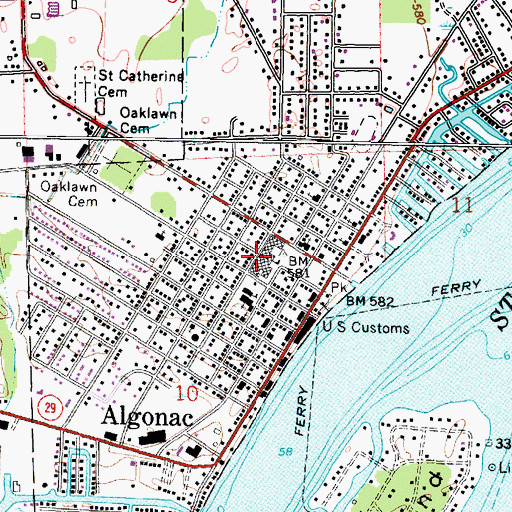 Topographic Map of Algonac Elementary School, MI