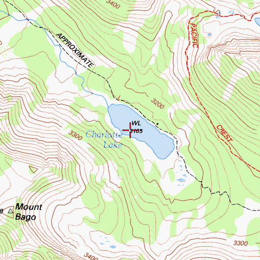 Topographic Map of Charlotte Lake, CA
