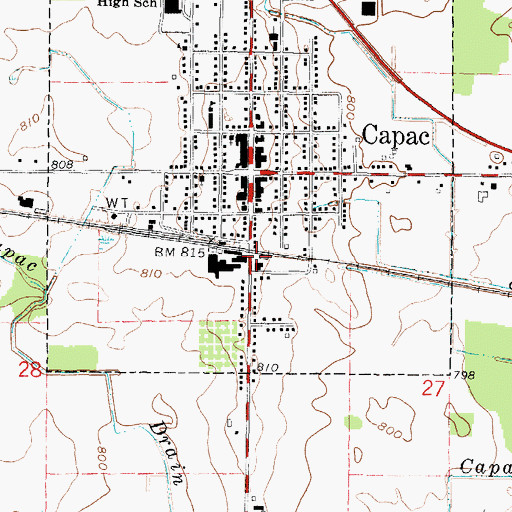 Topographic Map of Capac Station, MI