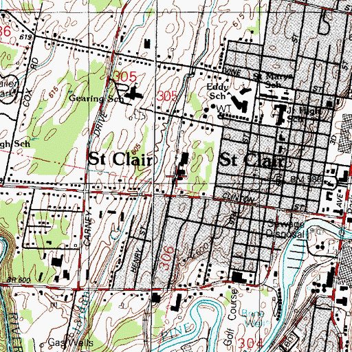 Topographic Map of Saint Clair Station, MI