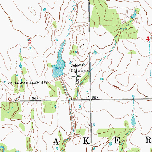Topographic Map of Jehovah Cemetery, OK
