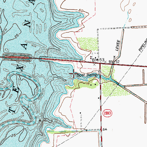 Topographic Map of Lake Texana, TX
