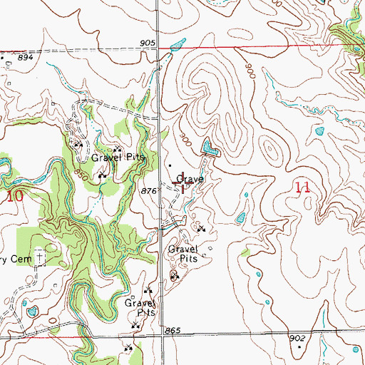 Topographic Map of Pruitt Cemetery, OK
