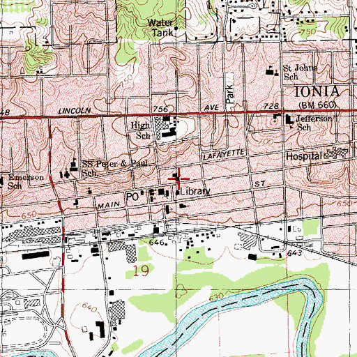 Topographic Map of First Christian Church, MI