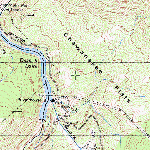 Topographic Map of Chawanakee Flats, CA