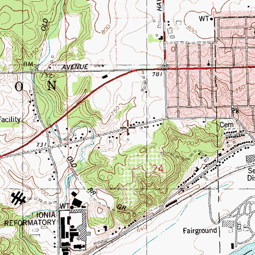 Topographic Map of Sherwood Forest Mobile Home Park, MI