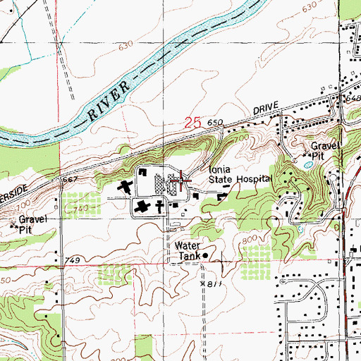 Topographic Map of Deerfield Correctional Facility (historical), MI