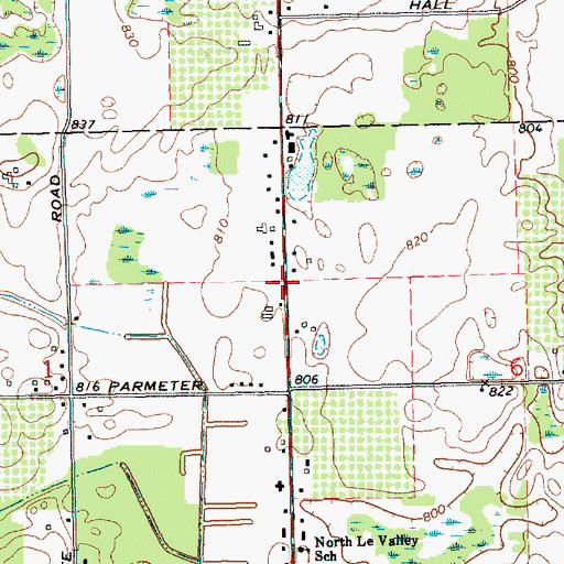 Topographic Map of Evergreen Mobile Home Community, MI