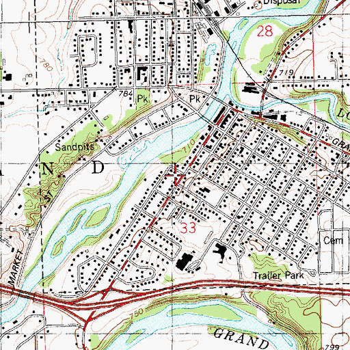 Topographic Map of Portland Family Care Center, MI
