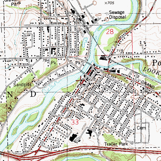Topographic Map of Portland City Hall, MI