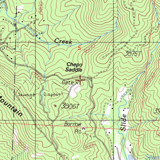 Topographic Map of Chepo Saddle, CA