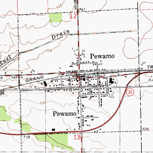Topographic Map of Pewamo Station (historical), MI