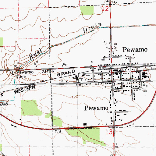 Topographic Map of Pewamo Elementary School, MI