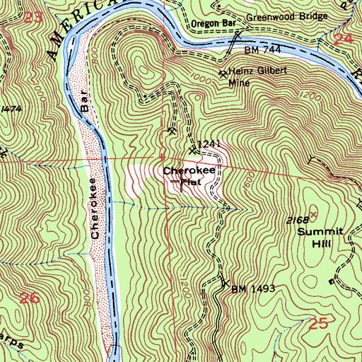 Topographic Map of Cherokee Flat, CA
