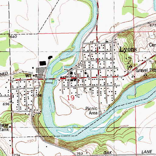 Topographic Map of Lyons Clinic Family Medicine, MI