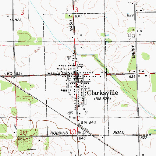 Topographic Map of Clarksville Area Library, MI