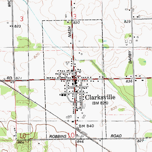 Topographic Map of Clarksville Post Office, MI