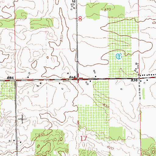 Topographic Map of Ashley Baptist Church, MI