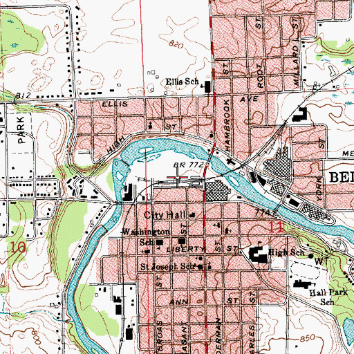 Topographic Map of Belding Station, MI