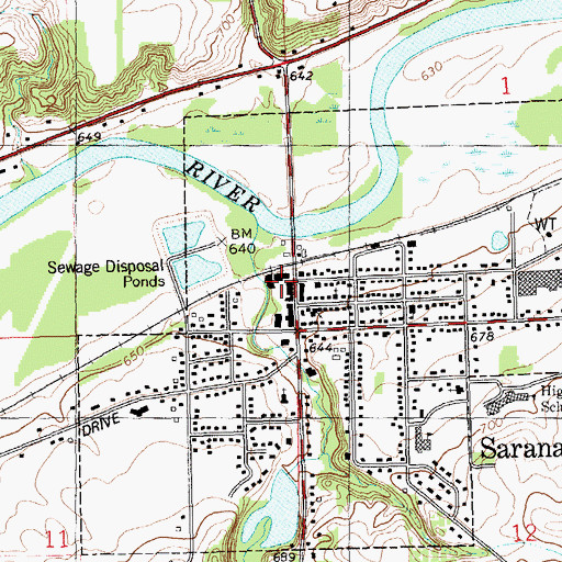 Topographic Map of Saranac Station, MI
