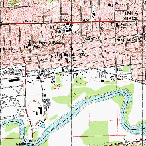 Topographic Map of Ionia Station, MI