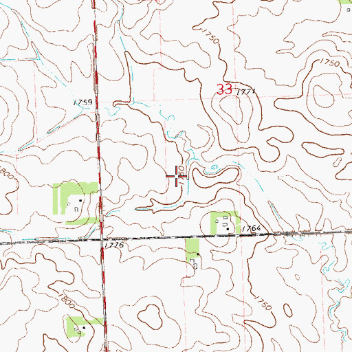 Topographic Map of Gleis Farms, MN