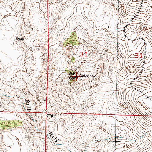 Topographic Map of Mooney Mountain, MT