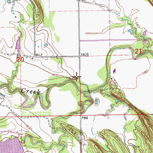Topographic Map of Gaines Cemetery, OK