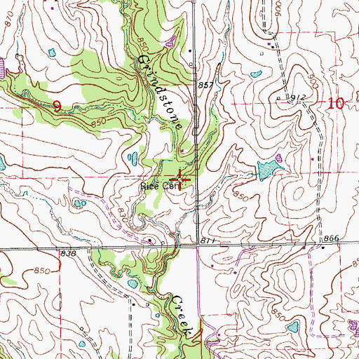 Topographic Map of Glenn Cemetery, OK