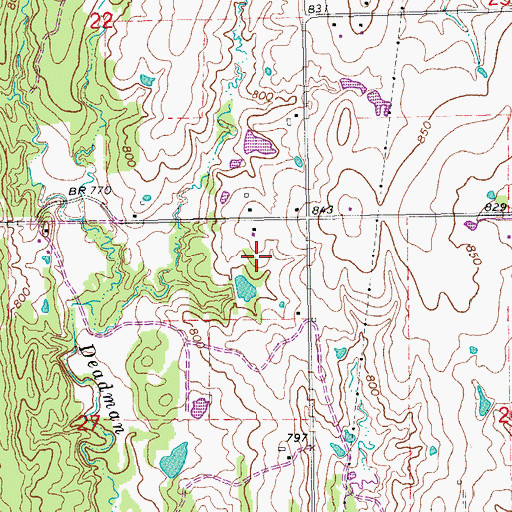 Topographic Map of Abramville Cemetery, OK