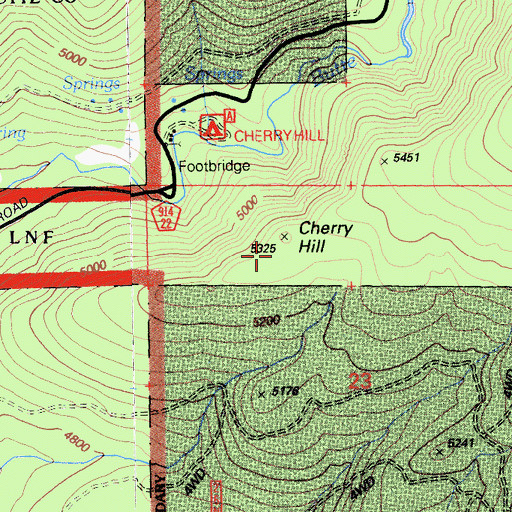 Topographic Map of Cherry Hill, CA