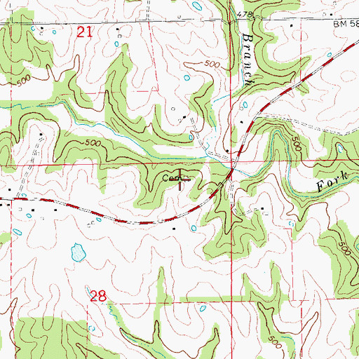 Topographic Map of Admire Cemetery, MO