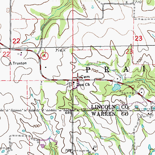 Topographic Map of Anson Cemetery, MO