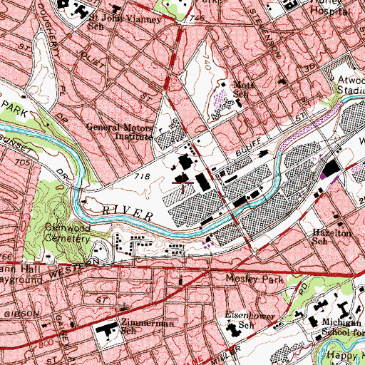Topographic Map of Thompson Hall, MI