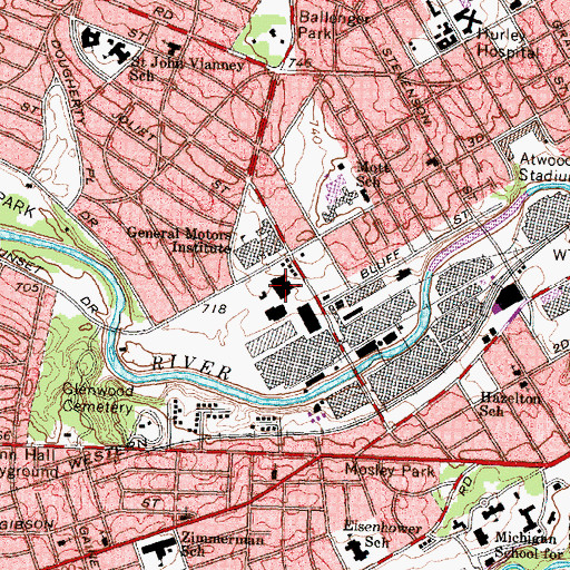 Topographic Map of Campus Center, MI