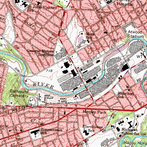 Topographic Map of C S Mott Engineering and Science Center, MI