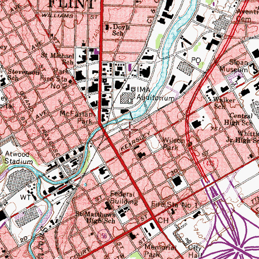 Topographic Map of Frances Willson Thompson Library, MI