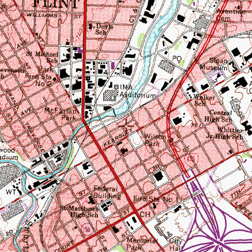 Topographic Map of David M French Hall, MI