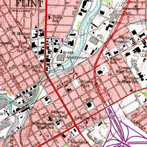 Topographic Map of W R Murchie Science Building, MI