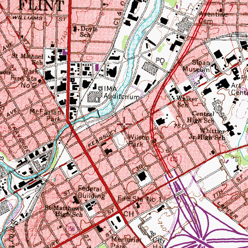 Topographic Map of First Street Residence Hall, MI