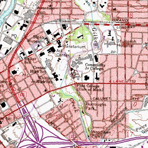 Topographic Map of Mott Memorial Building, MI