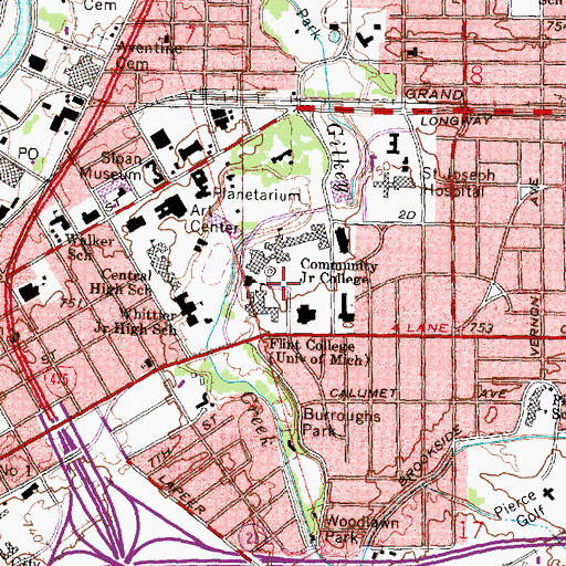 Topographic Map of Prahl College Center, MI