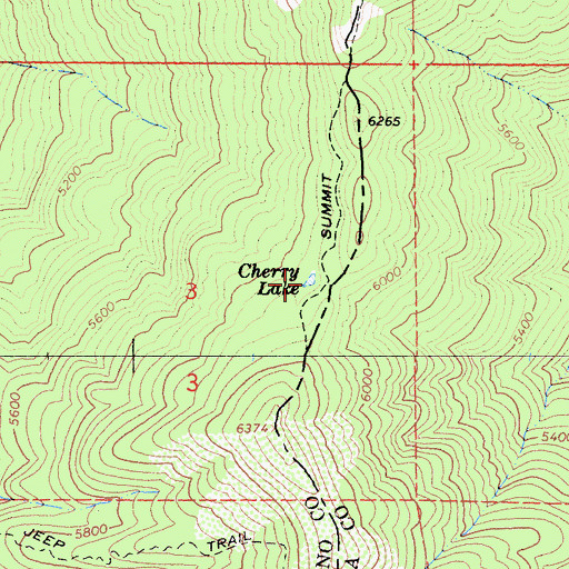 Topographic Map of Cherry Lake, CA