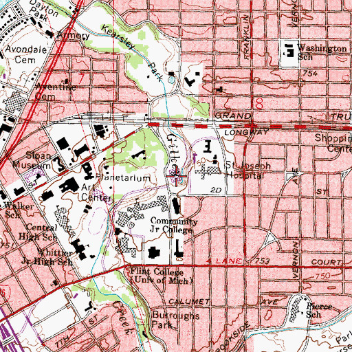 Topographic Map of Visual Arts and Design Center, MI