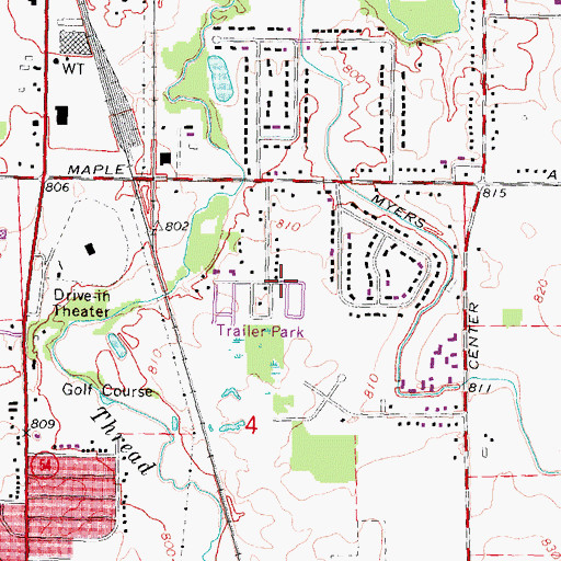 Topographic Map of Park Meadow Estates Mobile Home Park, MI